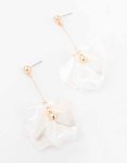 Goldair Gold White Pearlised Petal Drop Earrings