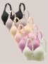 6PCS Solid Color Jacquard Bra Comfortable Push Up Wireless Bra Women's Lingerie & Underwear