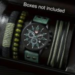 4PCS/SET Men's Vintage Green Business Quartz Watch Date Dial Pu Leather Wrist Watch & Bracelets Father's Day Valentine's Day Gif