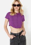 Rib Detailed Fitted Crew Neck Knitted Blouse - Purple