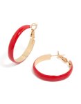 Goldair Gold Simple Red Enamel Hoop Earrings