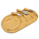 Bamboo Cheese Serving Board With 3 MINI Knives - Set Of 2