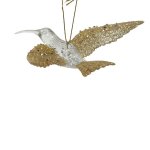 Plastic Hummingbird 10.5X14X5CM Gold Glitter - With Wings Down