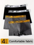 4PCS Men's Soft & Breathable Boxer Briefs - Comfort Fit Stretchy Polyester Blend Mixed Colors
