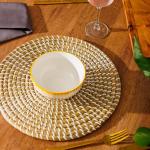 Printed Glazed Soup Bowl Golden Haze