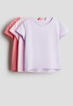3 Pack Cotton Tops - Pink & Purple
