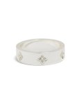 Waterproof Stainless Steel Cubic Zirconia Flowers Band Ring - M l
