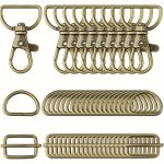 50PCS Bronze Rotating Spring Hook D-shaped Keyring Sliding Buckle Lobster Buckle For Keychain Luggage Hardware Accessories