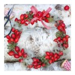 Serviette - Wreath Of Rosehip 33X33CM