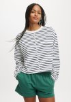 Cotton On Boxy Crew Sweatshirt - Basic Stripe Cool Navy