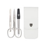 Manicure Set Genuine Leather Premium White L 56773 P N 3 Piece