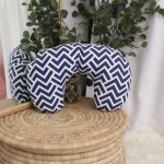 Feeding Pillow Cover Navy Patchwork Dirt Bike Pattern