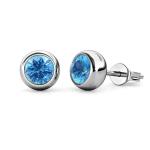 DESTINY Moon December blue Topaz Birthstone Earrings With Swarovski Crystals In A Macaroon Case