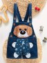 Baby Boys Cute Puppy Pattern Denim Overall Toddlers Comfortable Loose Versatile Summer Outdoor Daily Wear