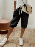 Solid Color Loose Pants Casual Drawstring Elastic Waist Pants Women's Clothing