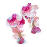 Pink Multi Beaded Shell Stud Earrings