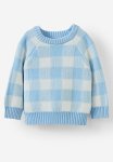 Cotton On Organic Raglan Knit Sweater - White Water Blue buffalo Check