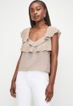 Double Frill Linen Top - Neutral