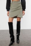 Ruffle Detailed Double Breasted MINI Woven Skirt - Khaki