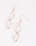 Rose Gold Spiral Drop Earrings - Onesize
