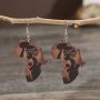 Creative African Map Design With Black Beauty Pattern Dangle Earrings Retro Ethnic Style Wooden Jewelry Trendy Female Gift