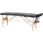 Premium Portable Massage Table bed 2 Section Wooden - Black