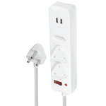 3 Way Multiplug 2.4A USB Ports Surge Protected