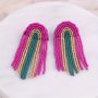 Bohemian Glass Seed Bead Tassel Earrings Handcrafted Rainbow-Shaped Dangle Earrings Stainless Steel Ear Needle Urban Fashion Jewelry For Women No Plating Beadwork Suitable For