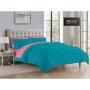- Reversible Comforter Set - 90 GSM Micro Fibre - Peacock Blue - Pink Frosting - King - Super King