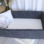 Dotted Travel Bed Black Small White Dots