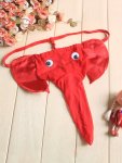 Men's Funny Novelty Elephant Thong Underwear Sexy Cartoon Elephant Trunk G-string Panties Jockstraps Red One Size Fits M l xl
