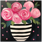 Fabric Paint Panel Vase With Blooms