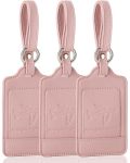 3 Pack Luggage Tags - Quick Install Privacy Protection Airplane Travel Essentials For Suitcases Durable Leather - Lichee Dark Pi
