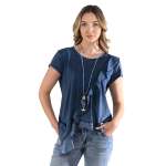 Asymmetrical Frill T-Shirt - Indigo Free
