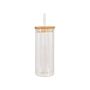 Glass Bottle With Bamboo Lid & Glass Straw 400ML