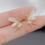 1 Pair Korean Style Flower Fairies Earrings Cute Cartoon Style Simple Fairy Stud Earrings Jewelry For Women Daily Wear