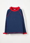 Cotton On Flynn Long Sleeve Raglan Rash Vest - In The Navy rib Stripe Panel