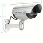 Dummy Camera For Cctv Surveillance System With LED Red Flashing Light With 4 Safety Warning Stickers Fake Security Camera For Outdoor & Indoor Use 4 Packs Silver