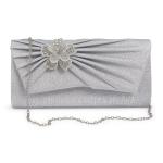 Silver Ruched Flower Bag