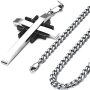 Cross Necklace Quantum 5MM Stainless Steel Pendant Curb Chain For Men Women Black