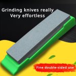 Premium Double-sided Silicone Carbide Sharpening Stone Set With Base - Fine White Corundum For Efficient Knife Shaping And Polis