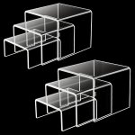 1 2 4 6 8 Sets Acrylic Display Risers Clear Product Stand Jewelry Display Riser Shelf Showcase Fixtures For Stacking Jewelry Orn