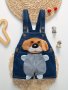 Baby's Adorable Dog Patchwork Denim Jumpsuit Trendy Overall Shorts Toddler & Infant Boy's Clothing For Summer