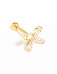 Goldair Gold Plated Surgical Steel Cubic Zirconia Tassel Flat Back Stud
