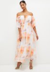 Strappy Bardot Fit & Flare Midi - Soft Hazy Texture