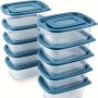 10-PIECE Reusable Plastic Food Storage Container Set With Leak-proof Lids - Versatile Microwave Freezer Dishwasher Safe Organizers For Office School Picnics & Travel