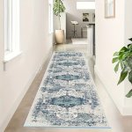1PC Chic Distressed Runner Rug Chic Art Design Carpet Ornate Sunroom Cushion Cozy Yoga Mat For Hallway Sunroom Hardwood Floor Ho