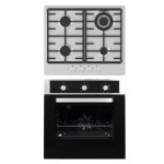 60CM Combi 6 Function Oven Set With 4 Burner Stainless Steel Gas Hob