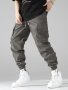 Men's Solid Color Cargo Pants With Multi Pockets Active Drawstring Joggers For Spring Fall