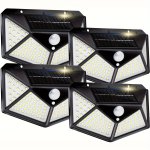 Solac Solar Lights Outdoor Pack Of 1/2/4/6 100 LED Motion Sensor Security Wall Light 3 Lighting Modes Matte Finish Lithium Batte